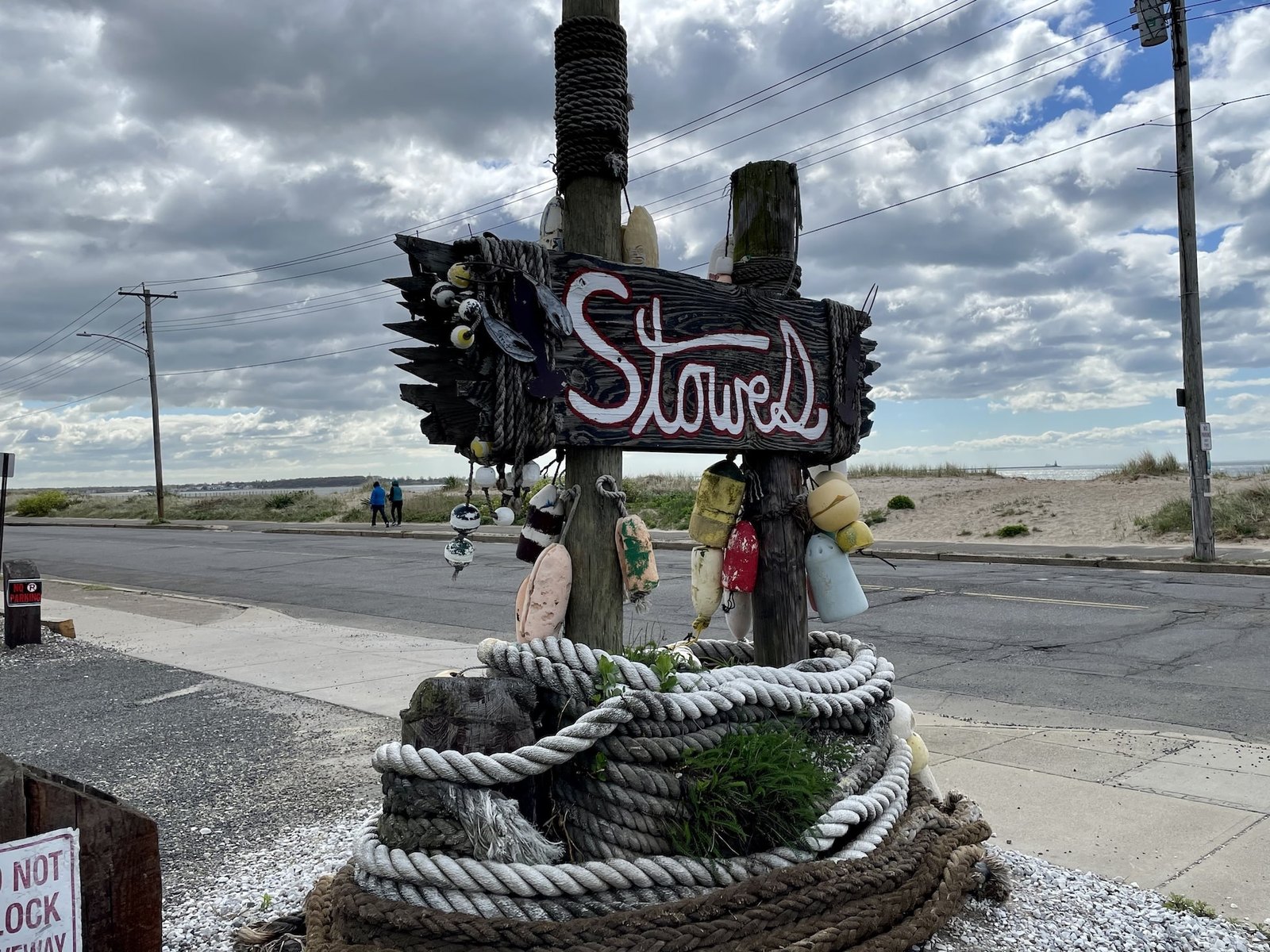 The Stowe’s Seafood sign on Beach Street in West Haven